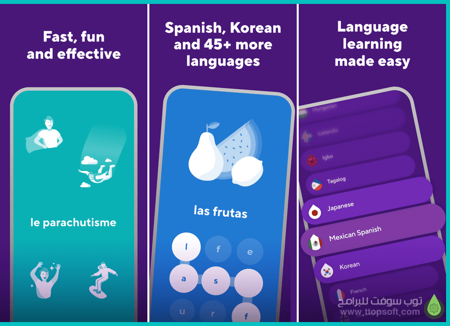 Drops: Language learning games