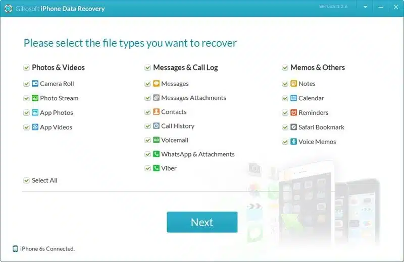 برنامج Gihosoft iPhone Data Recovery Free لاسترجاع محادثات واتس اب