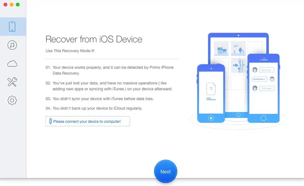 برنامج Primo iPhone Data Recovery لاستعادة الملفات المحذوفة بعد الفورمات