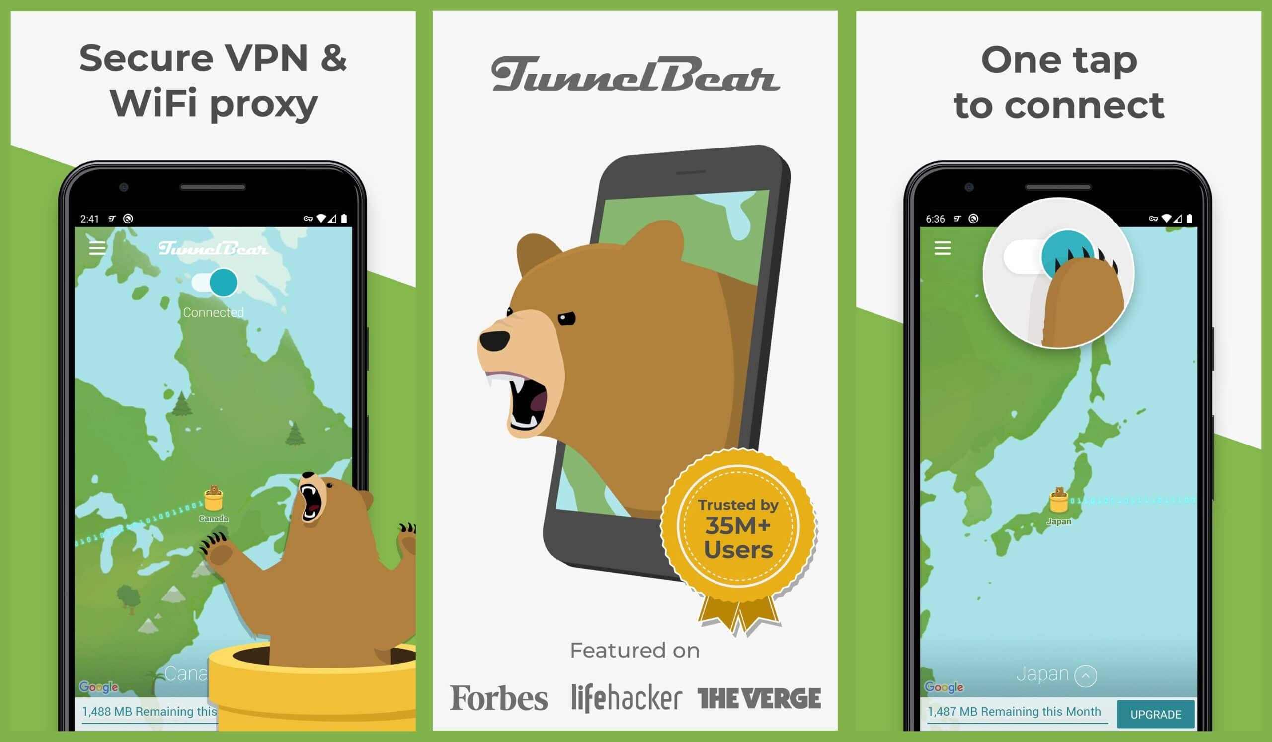 تحميل برنامج VPN مجاني للاندرويد TunnelBear VPN