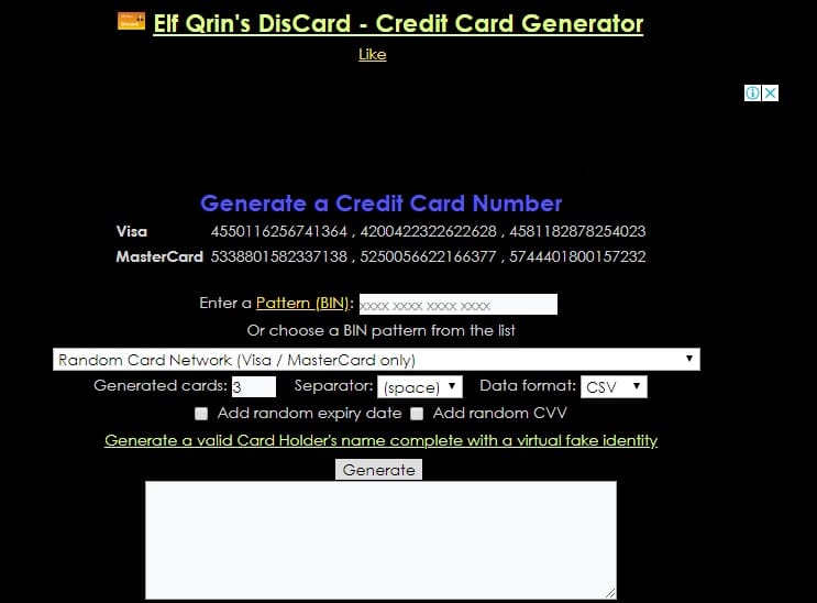Elfqrim Elfqrin Home Of Discard Credit Card Generator - how to get robux with elfqrin