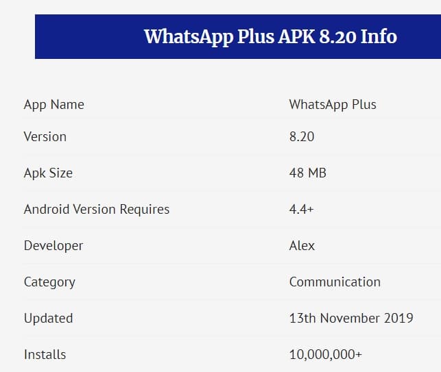 معلومات واتساب بلس الازرق WhatsApp Plus 