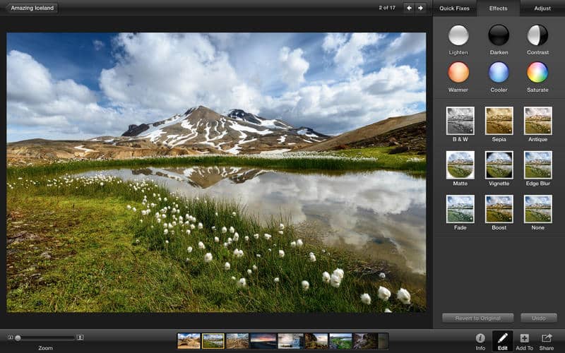 تطبيق iPhoto  للتعديل على الصور