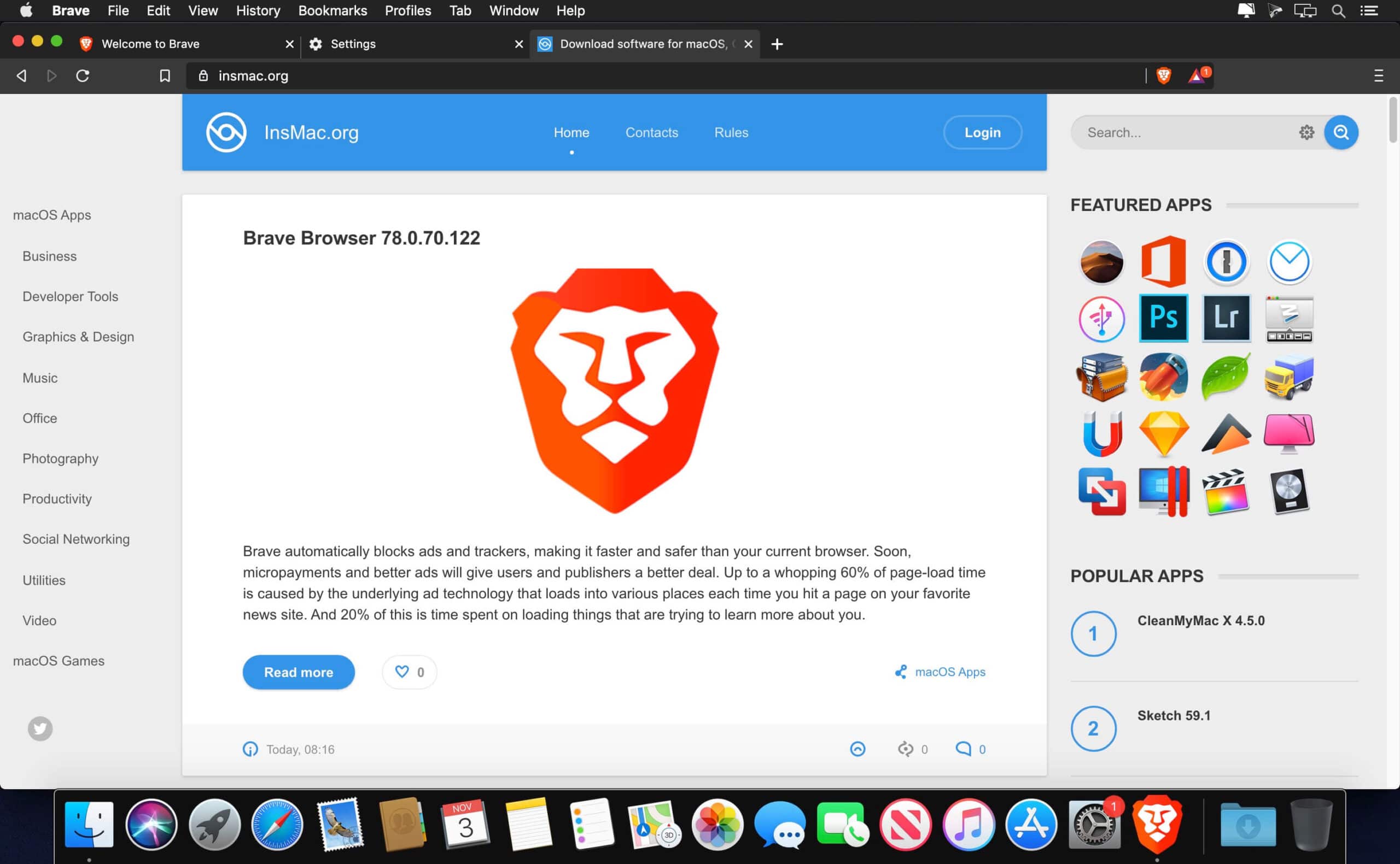 مميزات متصفح بريف للماك Brave Browser